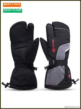 Heated Mittens 3-Finger Touchscreen Waterproof Ski Gloves